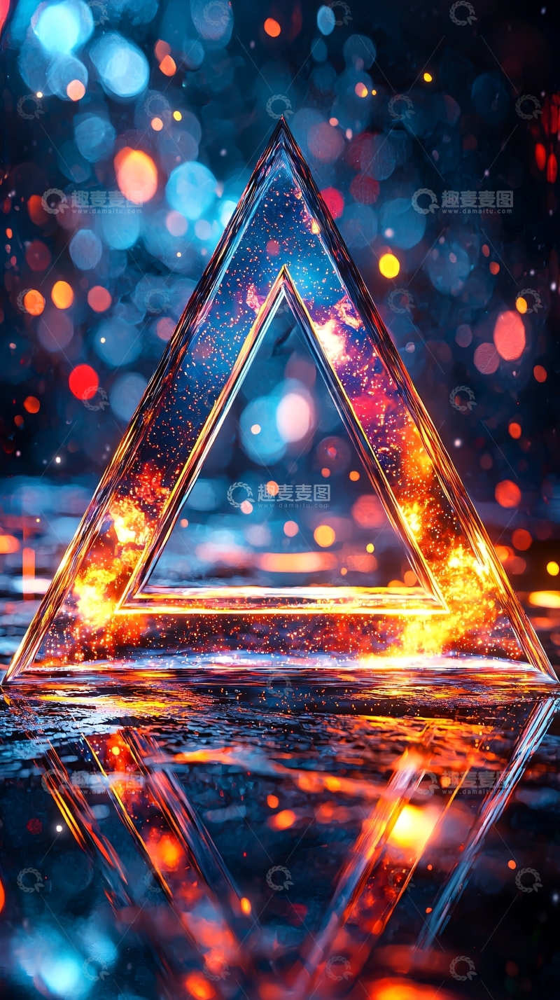 高清大图下载【趣麦麦图】光影三角形火焰反射