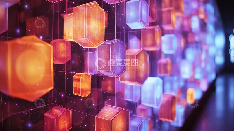 高清大图下载【趣麦麦图】彩色透明立方体矩阵