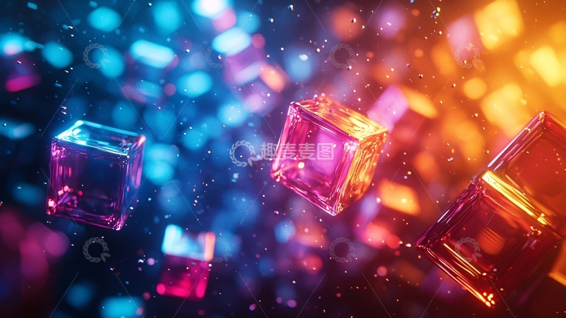高清大图下载【趣麦麦图】炫彩透明立方体