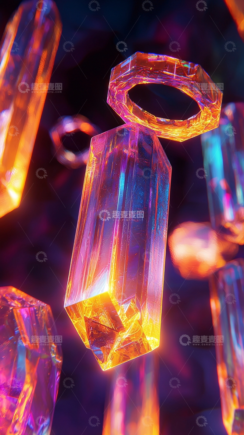 高清大图下载【趣麦麦图】晶莹剔透的彩色水晶