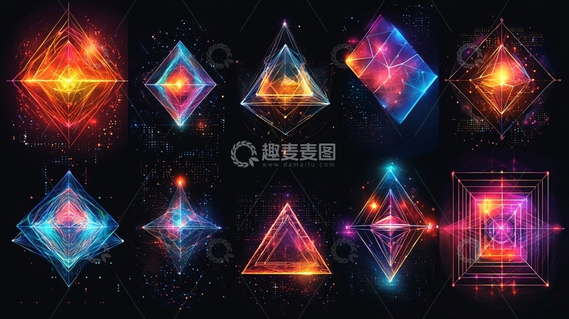 高清大图下载【趣麦麦图】发光几何体集合