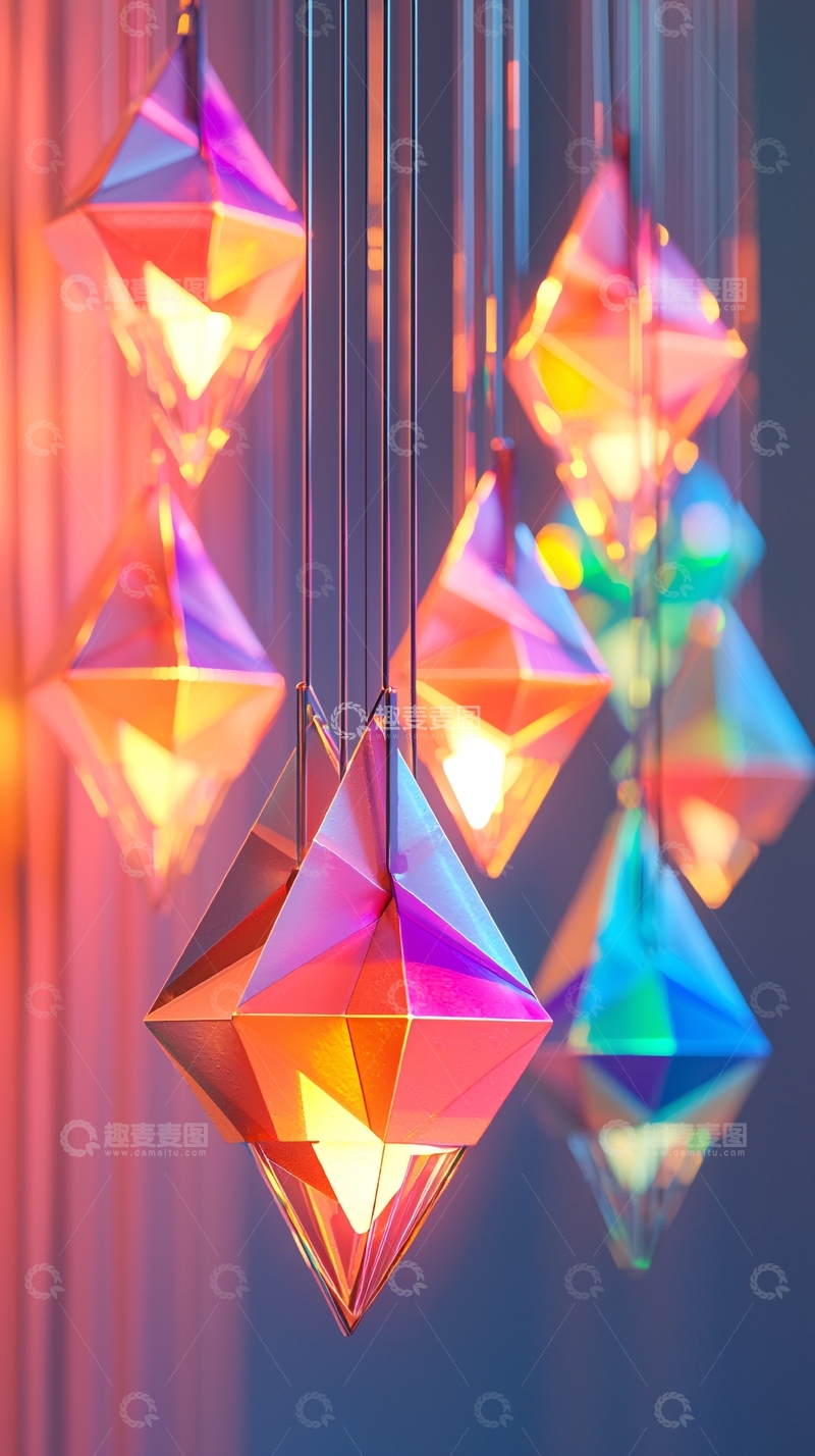 高清大图下载【趣麦麦图】彩色多面体灯具