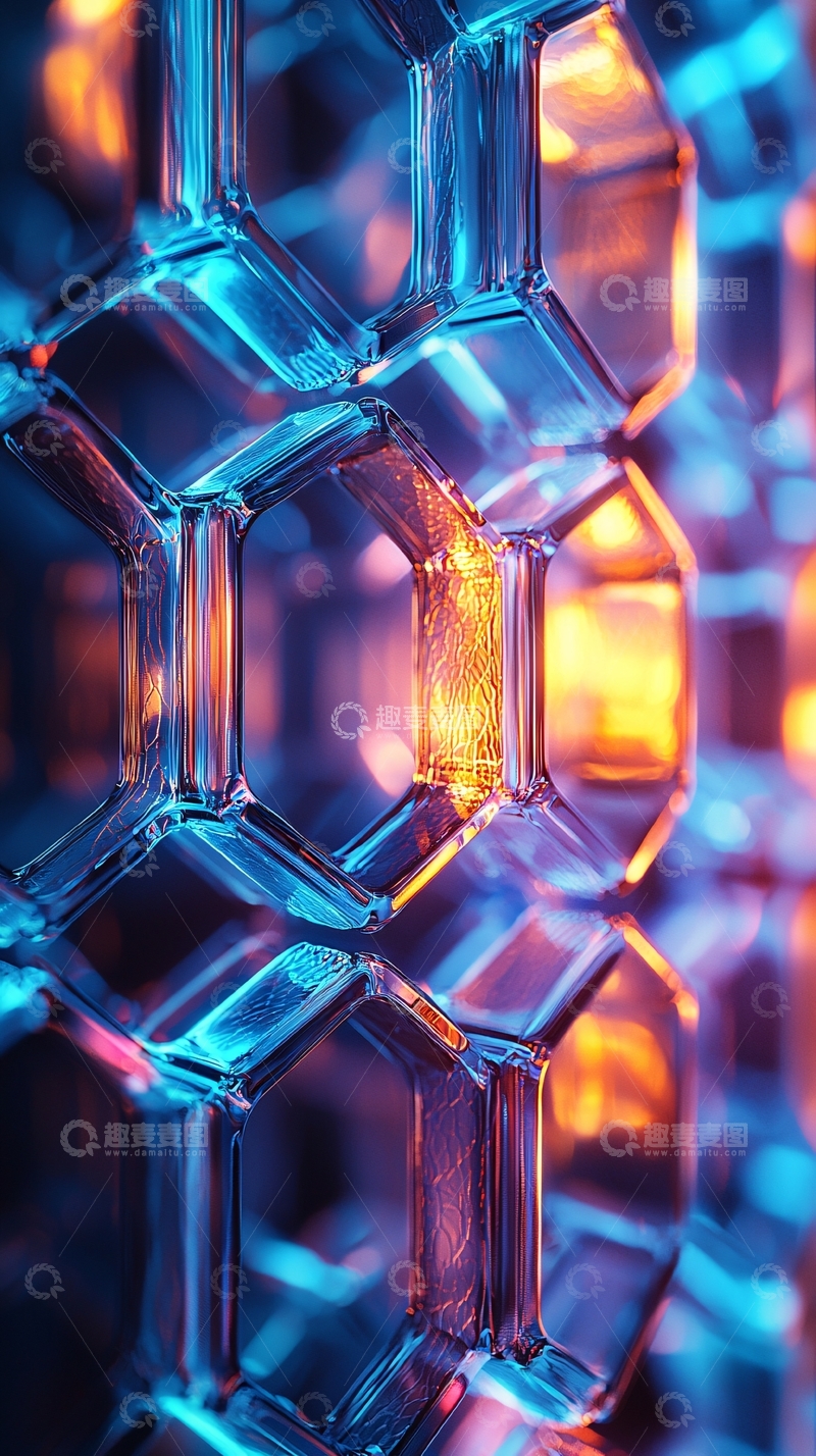 高清大图下载【趣麦麦图】六边形透明结构特写