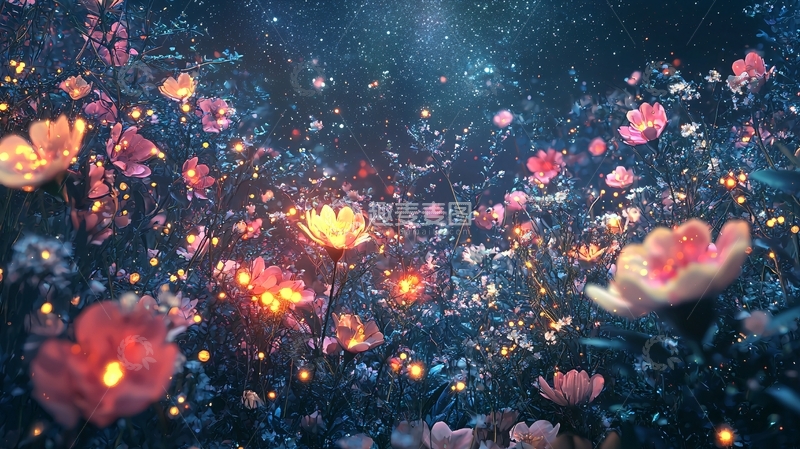 高清大图下载【趣麦麦图】梦幻发光花海