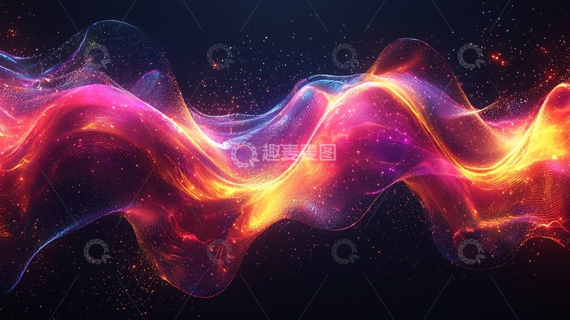 高清大图下载【趣麦麦图】梦幻般的彩色光波流动