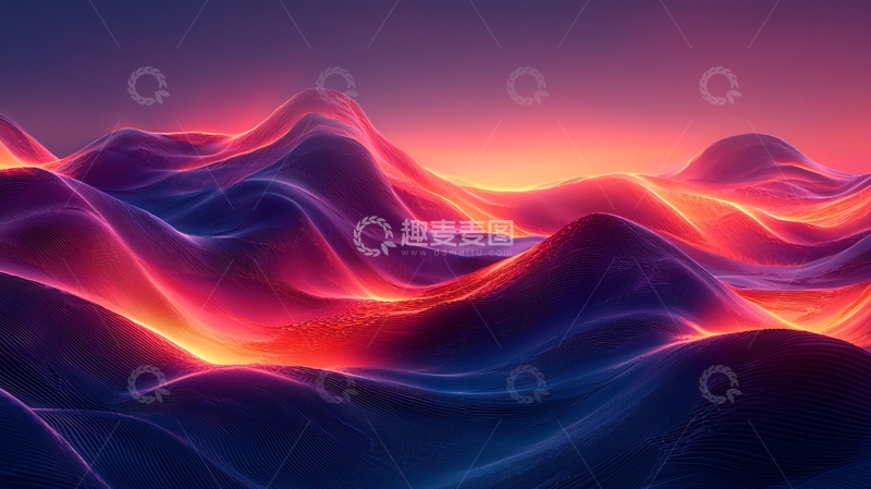 高清大图下载【趣麦麦图】抽象山脉夜景光效