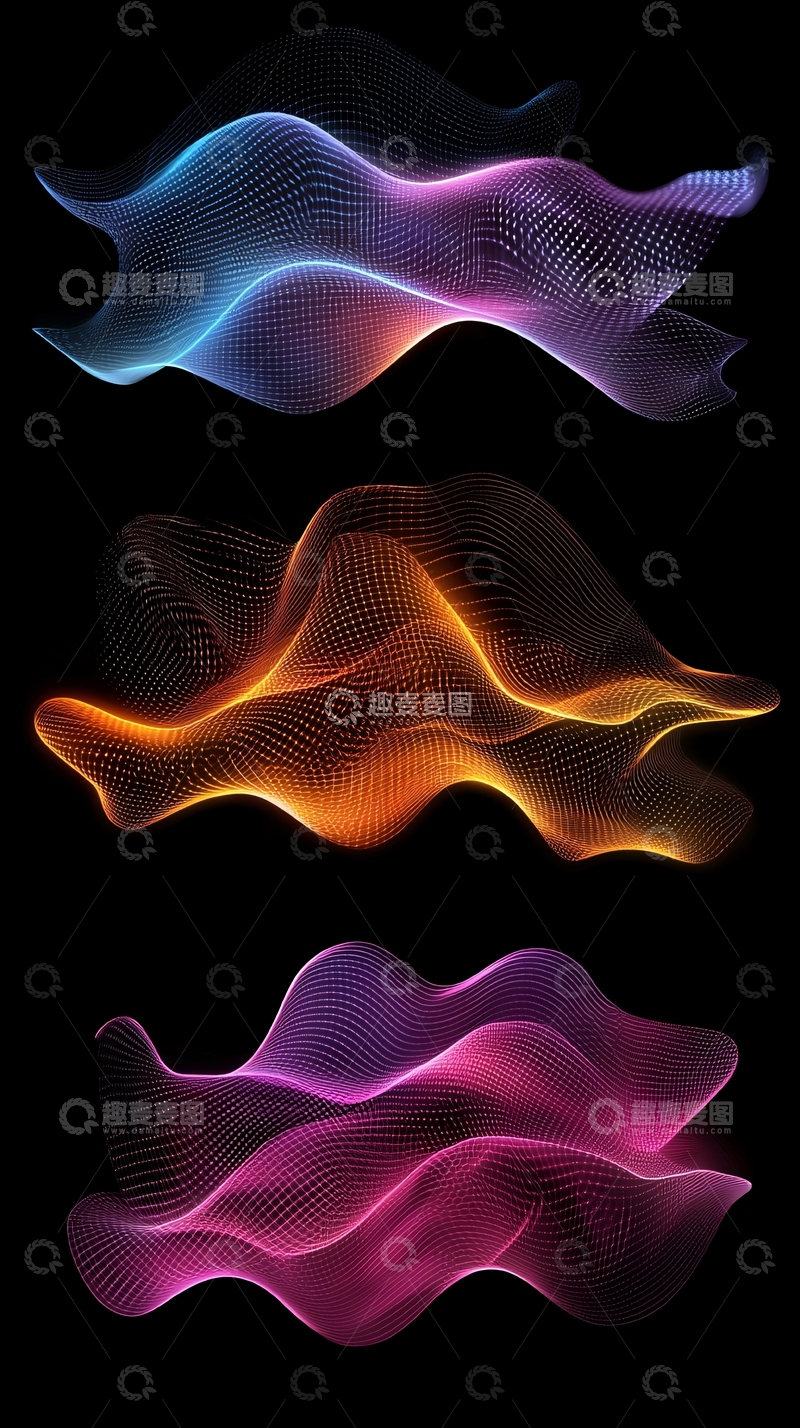 高清大图下载【趣麦麦图】抽象渐变色光波曲线