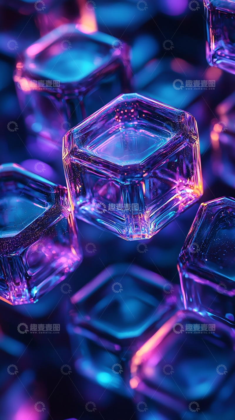 高清大图下载【趣麦麦图】紫色蓝色水晶方块