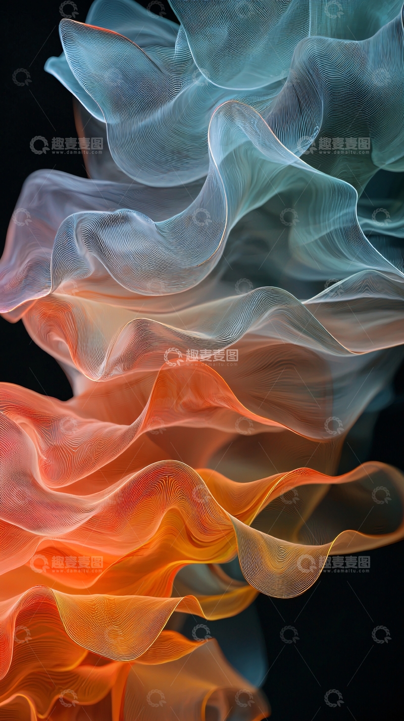 高清大图下载【趣麦麦图】轻盈飘逸的彩色丝绸