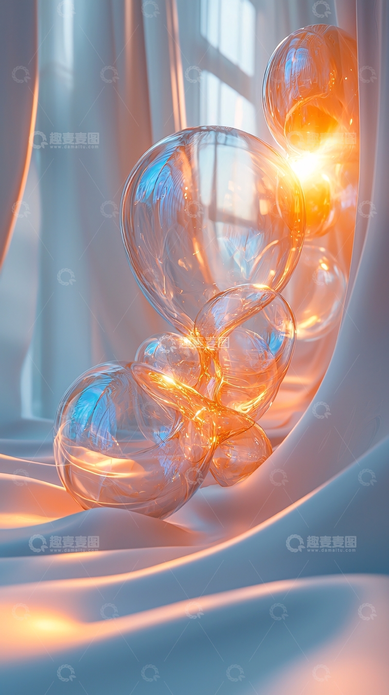 高清大图下载【趣麦麦图】透明气泡光线柔和的布