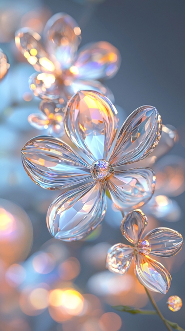 晶莹剔透的水晶花朵