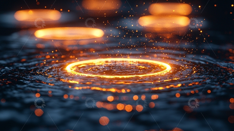 高清大图下载【趣麦麦图】金色光圈水面粒子效果