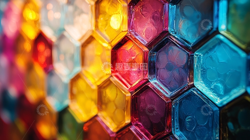 高清大图下载【趣麦麦图】彩色蜂窝状图案