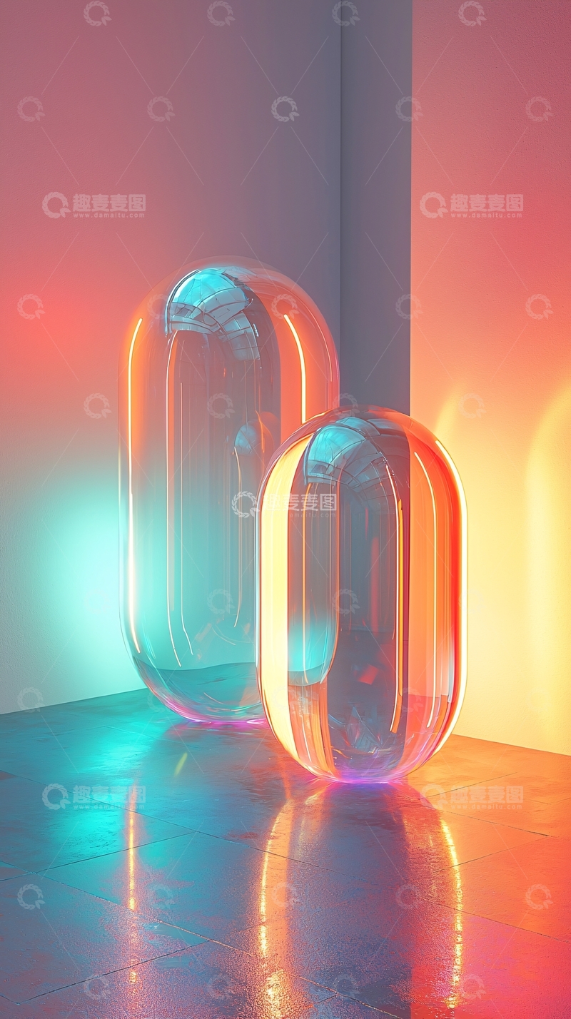 高清大图下载【趣麦麦图】透明发光胶囊体