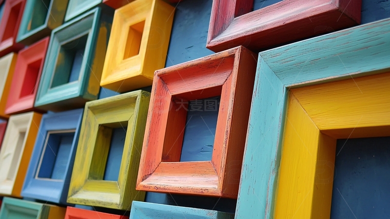 高清大图下载【趣麦麦图】彩色相框墙