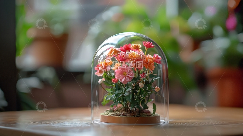 高清大图下载【趣麦麦图】玻璃罩鲜花