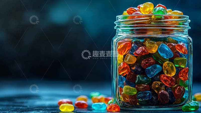 高清大图下载【趣麦麦图】彩色软糖玻璃罐