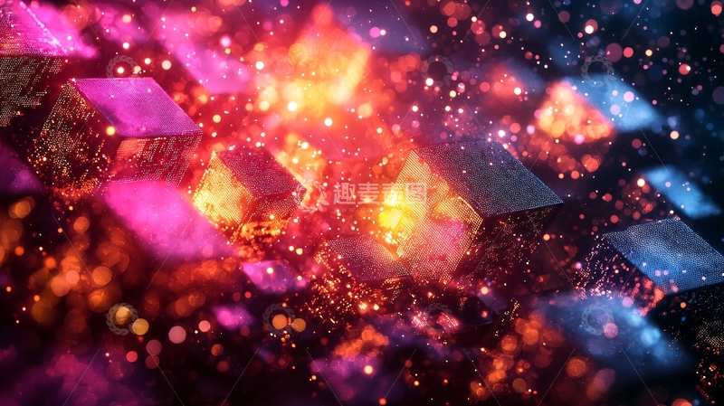 高清大图下载【趣麦麦图】彩色立方体漂浮