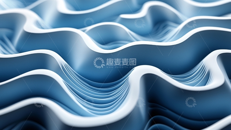 高清大图下载【趣麦麦图】蓝色抽象波浪起伏表面