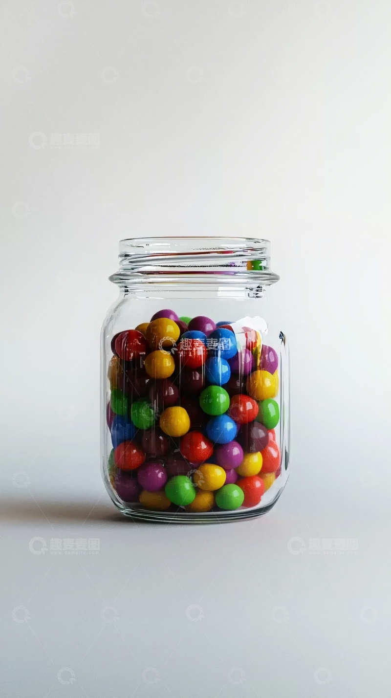 高清大图下载【趣麦麦图】玻璃罐子里的彩色糖果