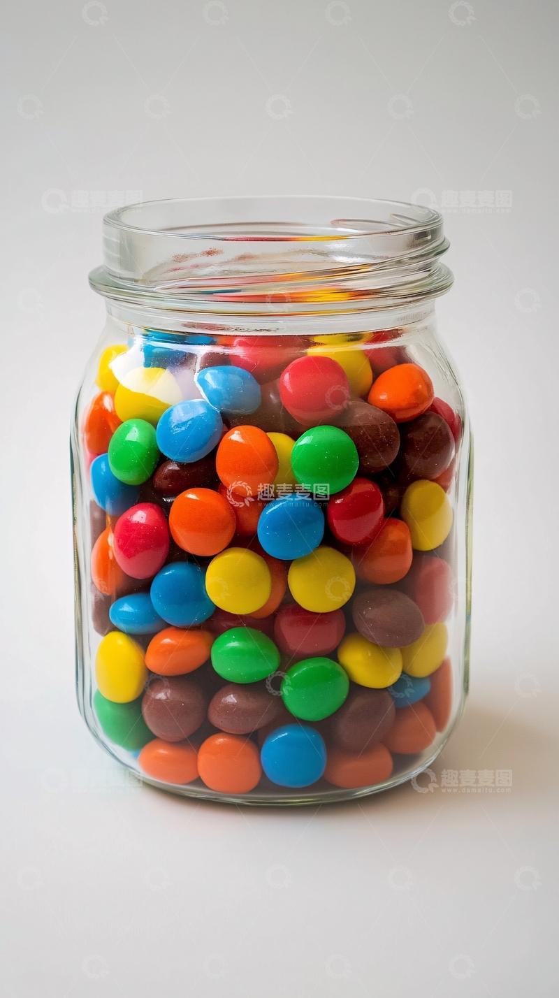 高清大图下载【趣麦麦图】玻璃罐里五彩糖果