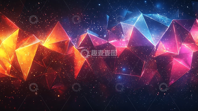 高清大图下载【趣麦麦图】几何多边形星空背景