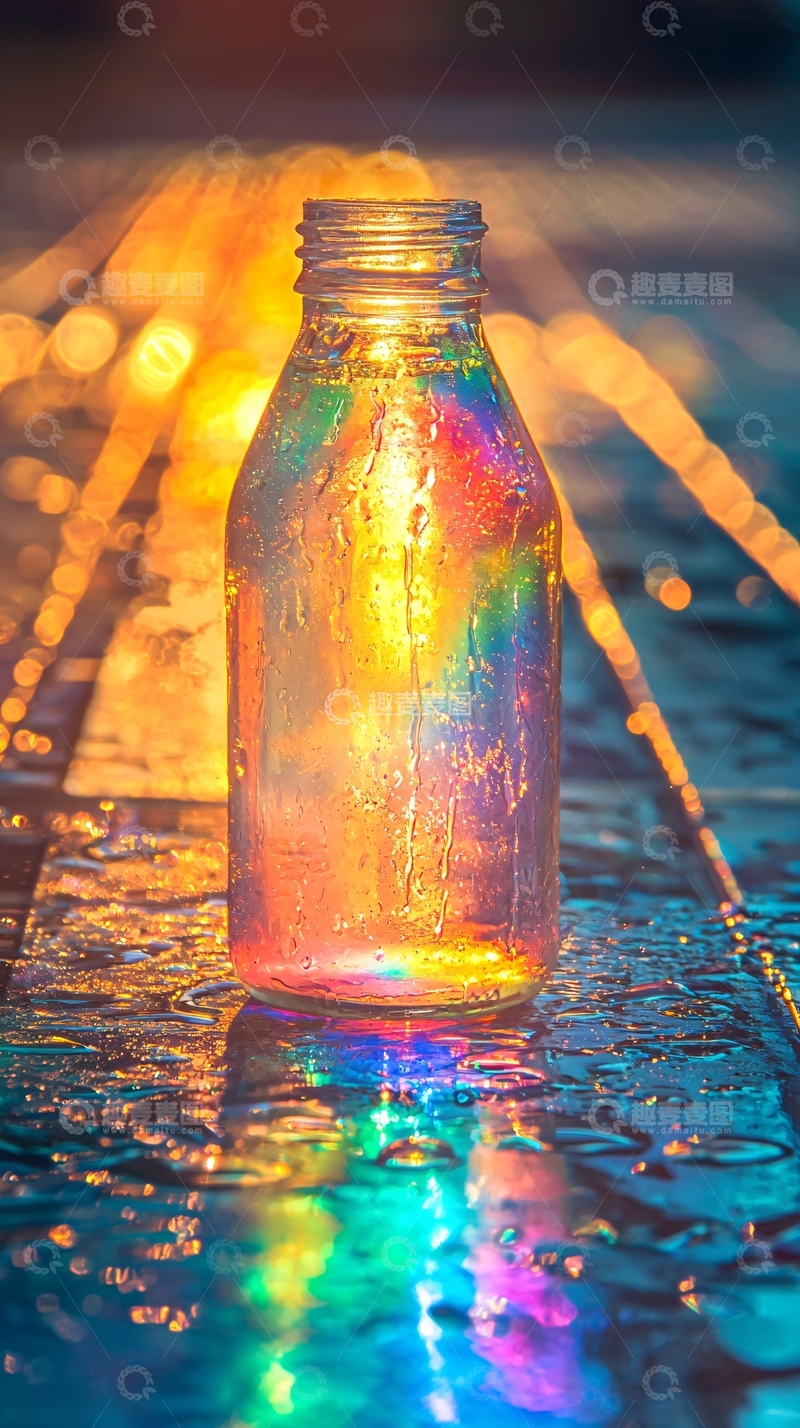 高清大图下载【趣麦麦图】彩色玻璃瓶