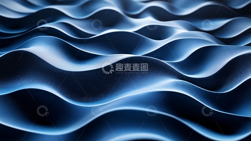高清大图下载【趣麦麦图】蓝色抽象波浪曲线背景