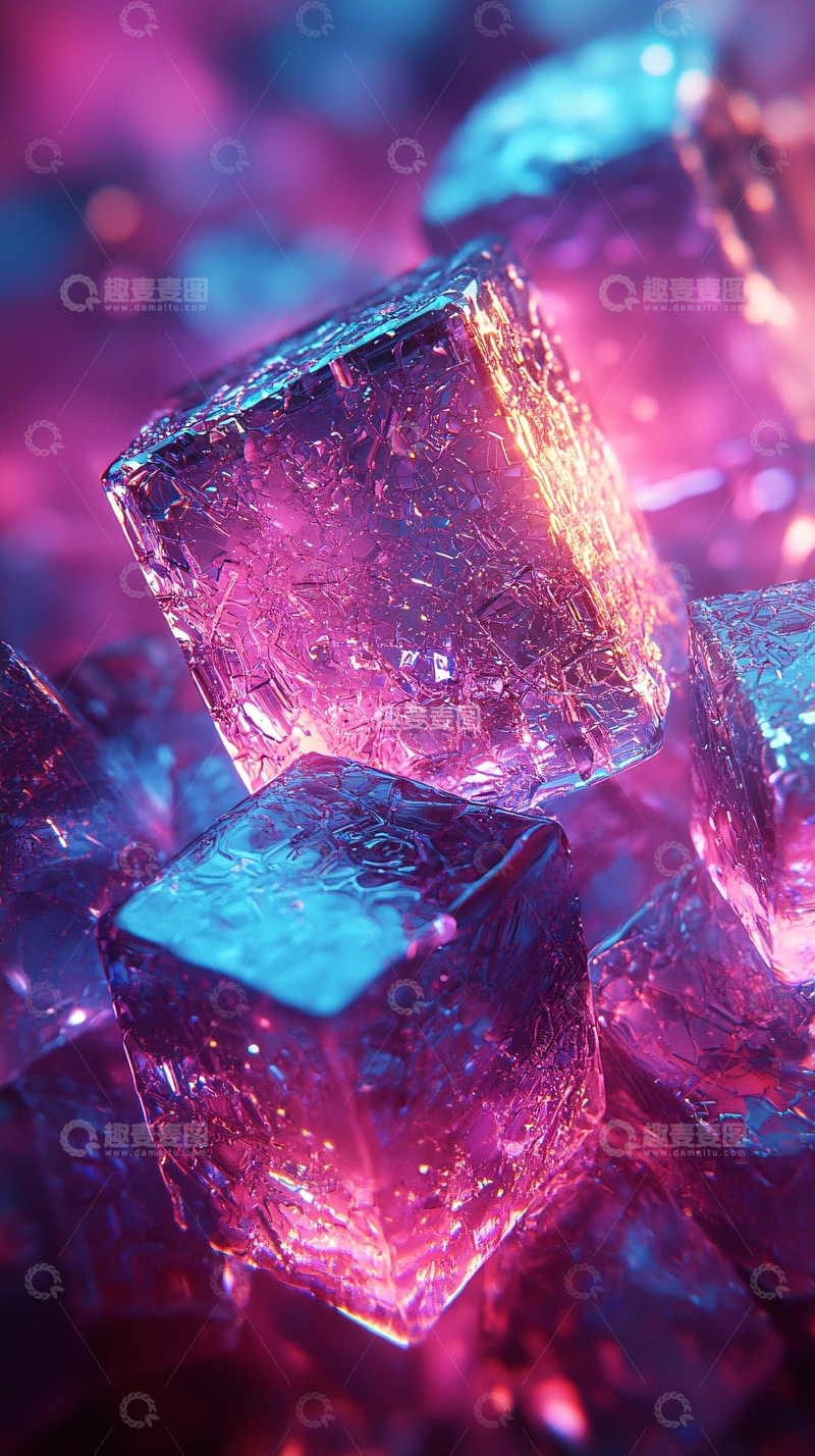 高清大图下载【趣麦麦图】绚丽多彩的冰块特写