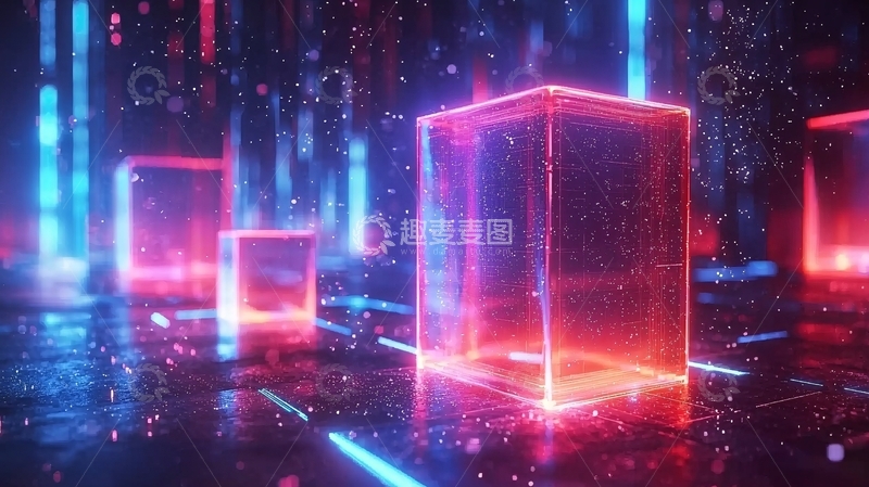 高清大图下载【趣麦麦图】炫彩霓虹灯立方体