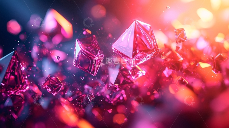 高清大图下载【趣麦麦图】粉色晶体悬浮闪耀