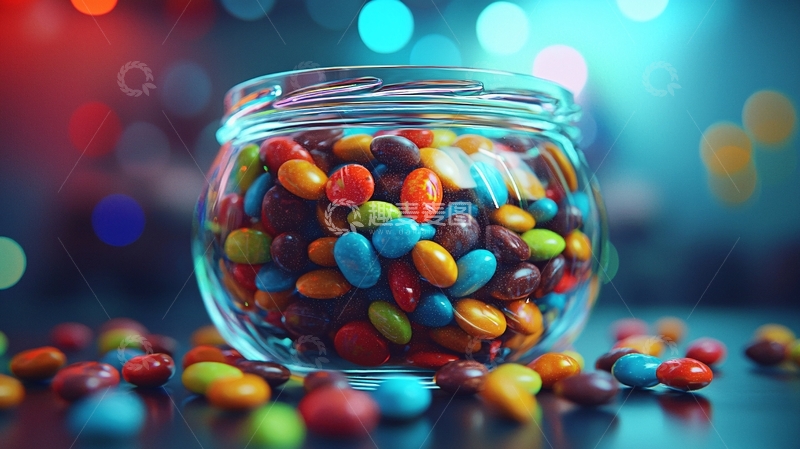 高清大图下载【趣麦麦图】彩色糖果玻璃罐