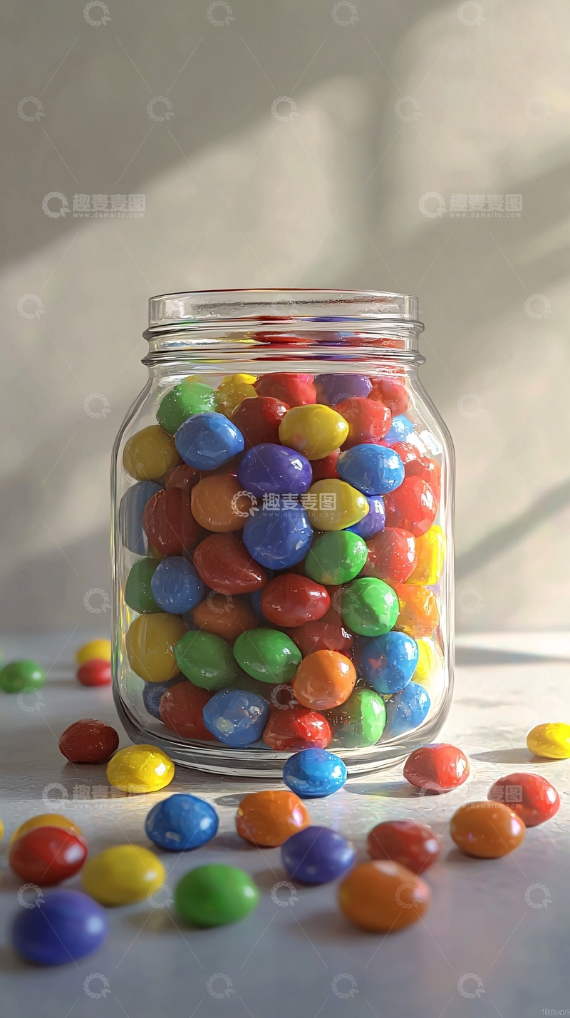高清大图下载【趣麦麦图】玻璃罐彩色糖果
