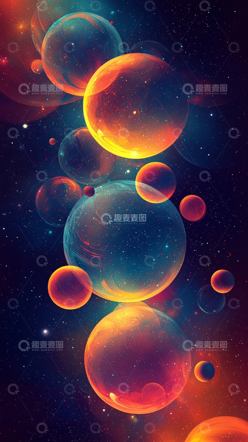 高清大图下载【趣麦麦图】奇幻星空圆球背景