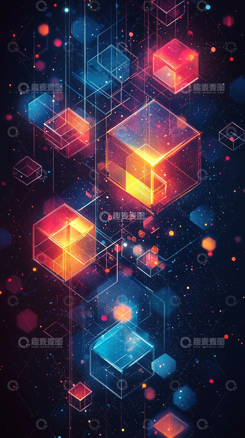 高清大图下载【趣麦麦图】科技感立方体连接