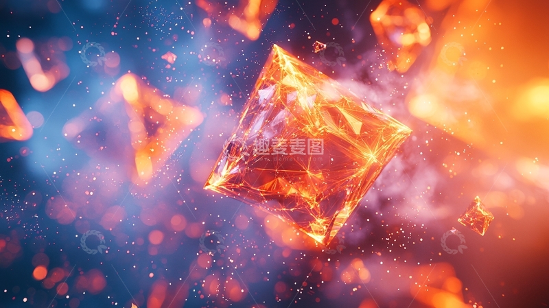 高清大图下载【趣麦麦图】悬浮燃烧的几何体