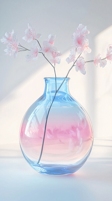 粉色渐变玻璃花瓶