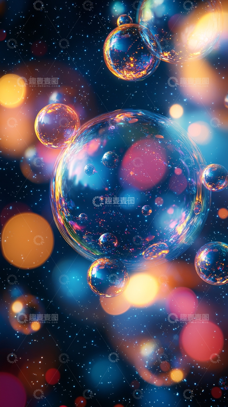 高清大图下载【趣麦麦图】宇宙中的泡泡漂浮