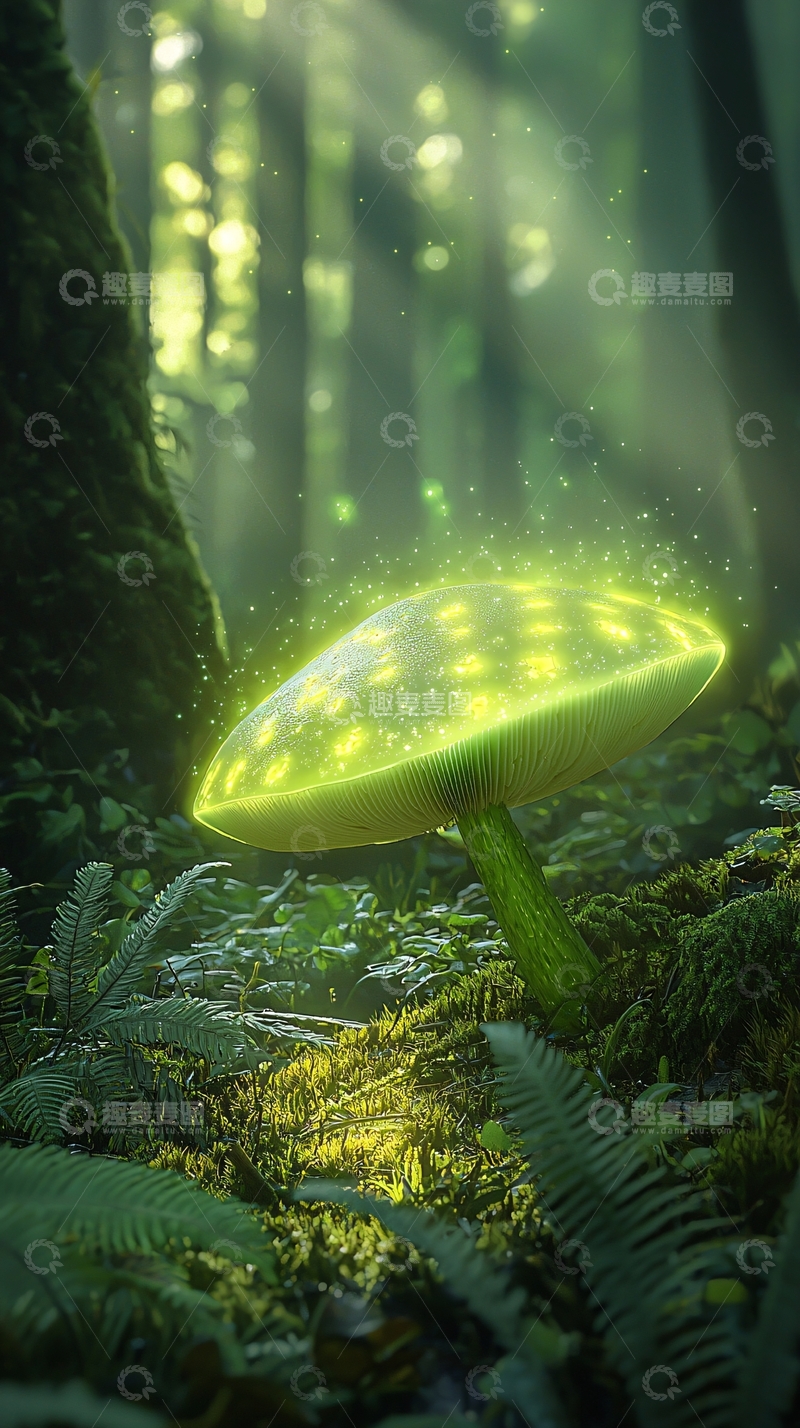 高清大图下载【趣麦麦图】森林发光蘑菇