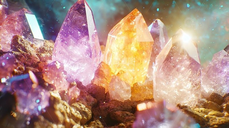 高清大图下载【趣麦麦图】彩色晶体簇