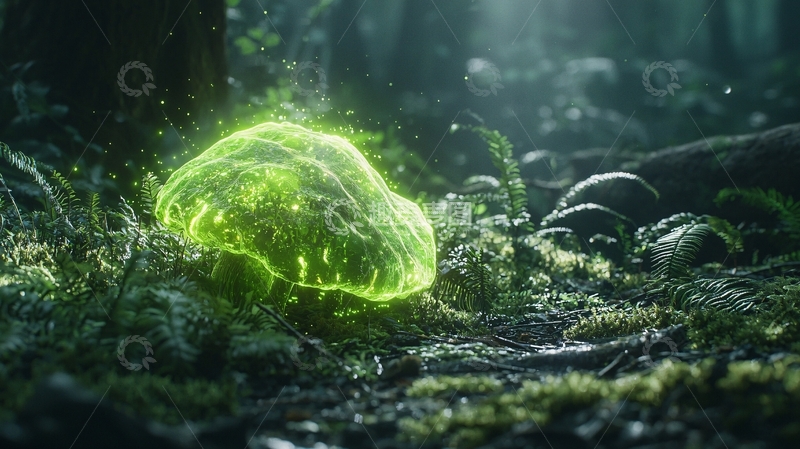 高清大图下载【趣麦麦图】森林深处发光蘑菇