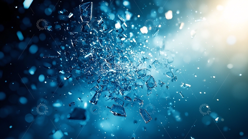 高清大图下载【趣麦麦图】破碎的蓝色冰块飞溅