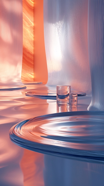 朦胧光影下的玻璃器皿