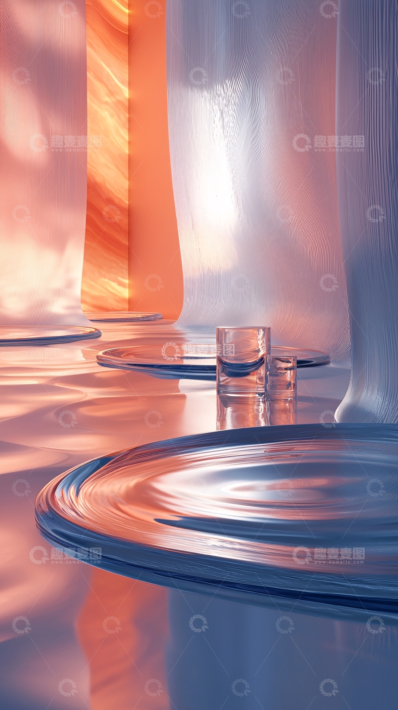 高清大图下载【趣麦麦图】朦胧光影下的玻璃器皿