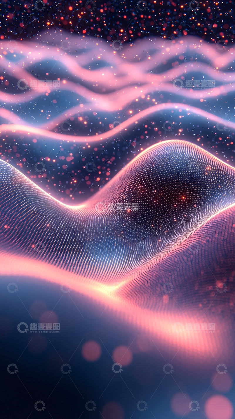 高清大图下载【趣麦麦图】粉色蓝色波浪闪耀星空