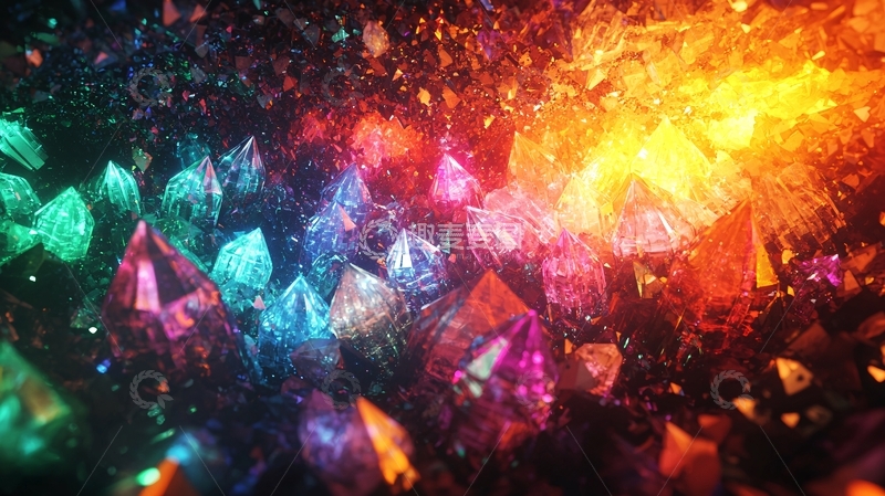 高清大图下载【趣麦麦图】彩色宝石碎片流
