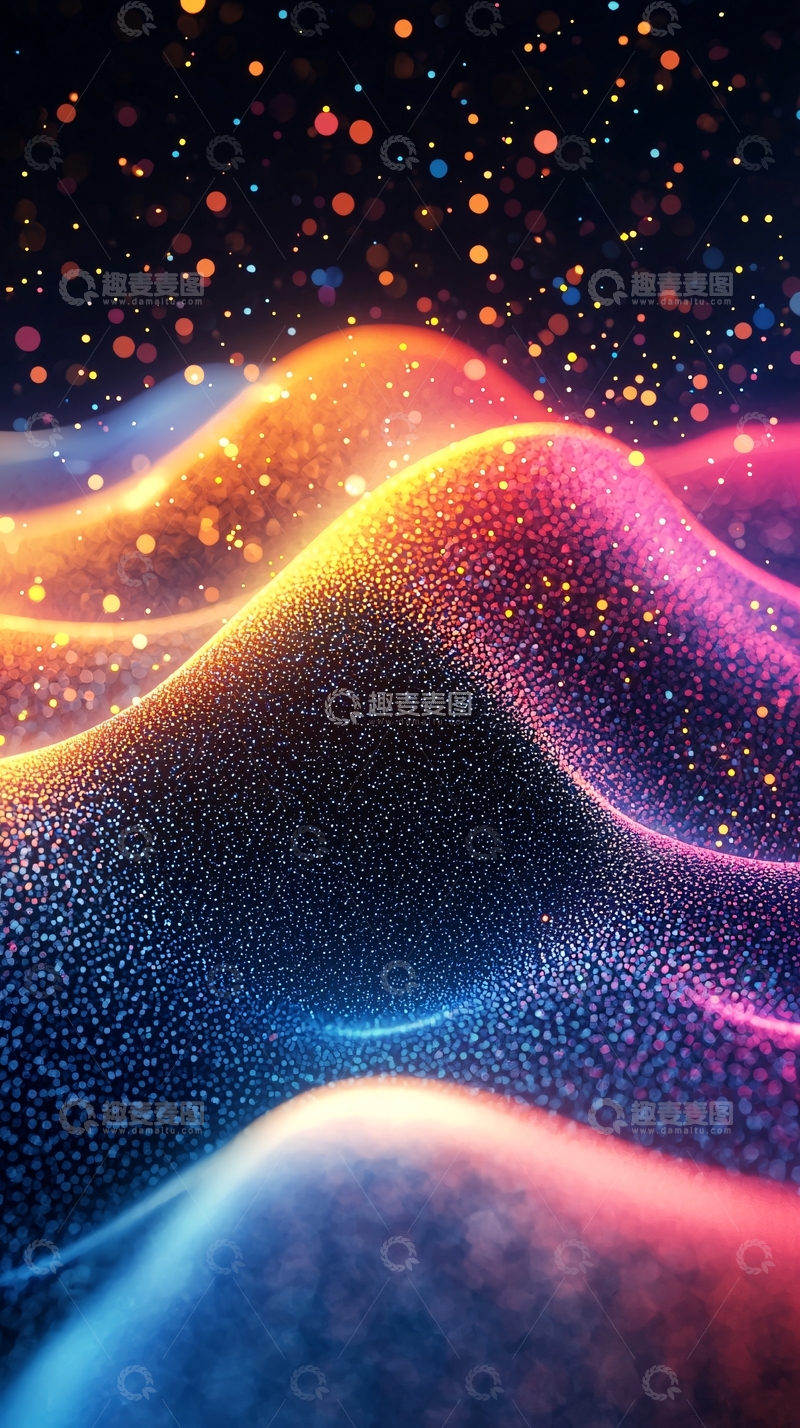 高清大图下载【趣麦麦图】发光波浪粒子背景