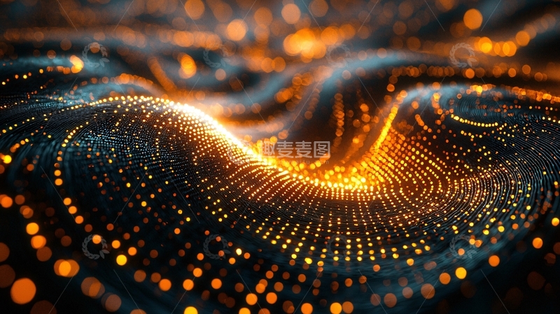 高清大图下载【趣麦麦图】暗金色粒子流体波纹