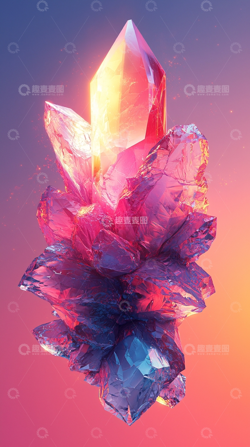 高清大图下载【趣麦麦图】闪耀的粉紫色水晶簇