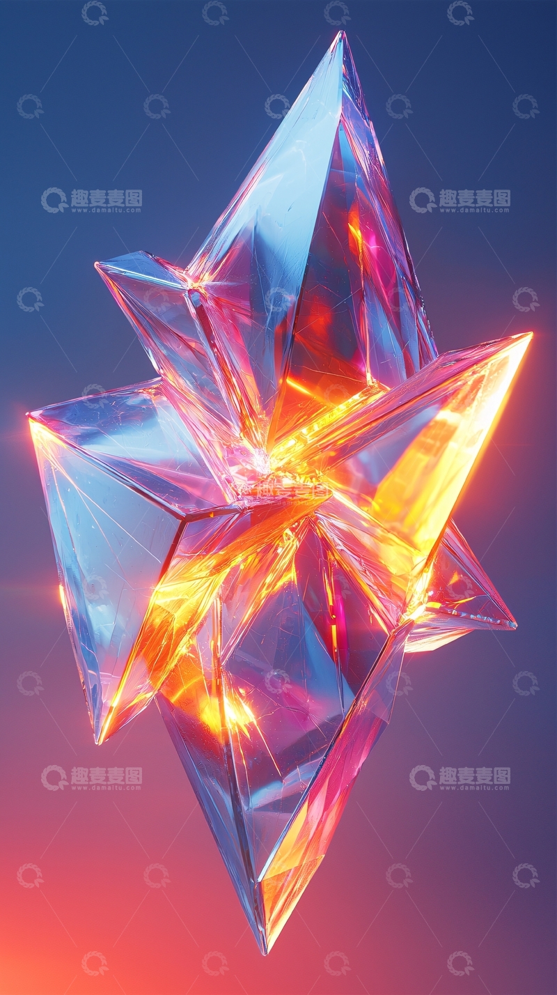 高清大图下载【趣麦麦图】透明多面体闪耀光芒